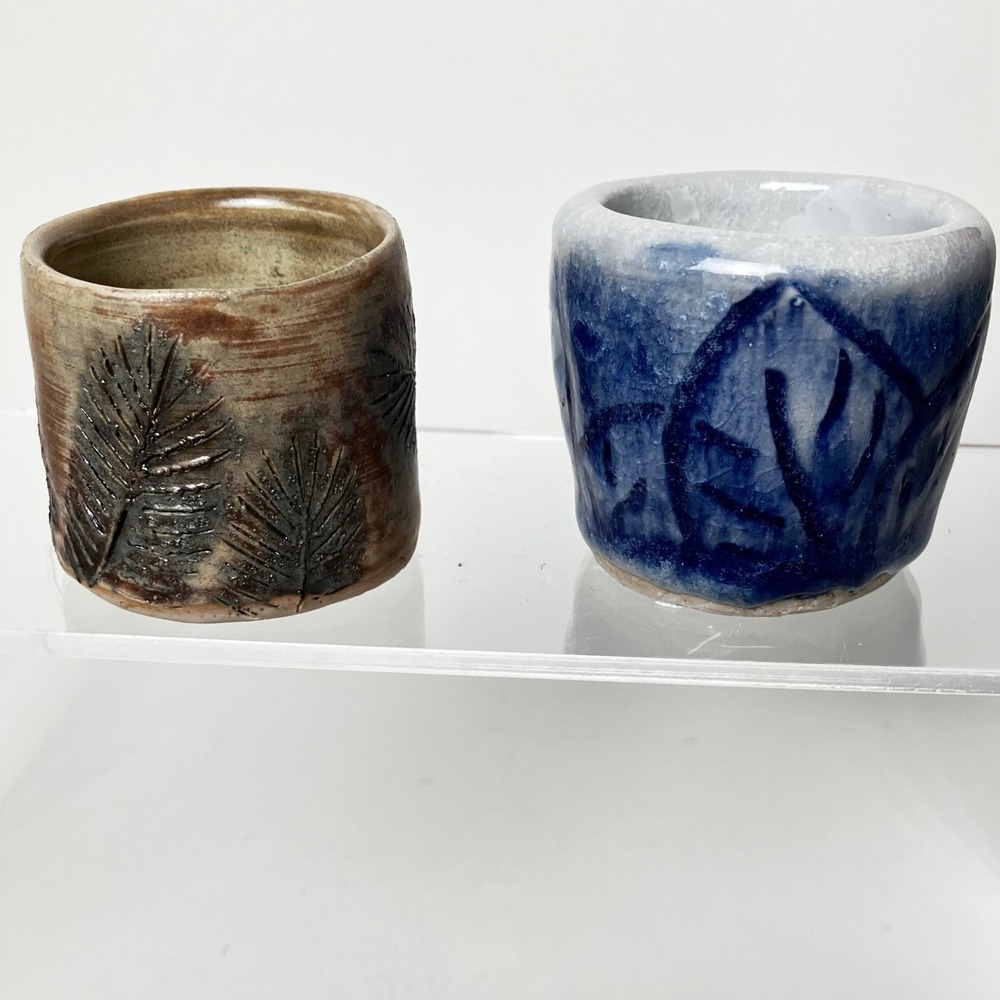 Handmade Studio Pottery Salt Cellars Pinch Bowls Toothpick Match Bowls Set of 2 - Picture 2 of 8